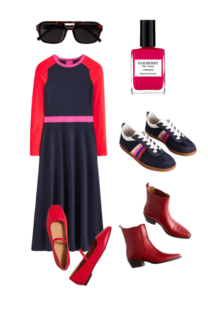 LCM Lifestyle color block dress collage