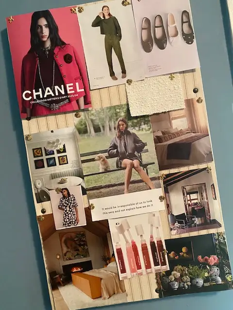 Fashion mood board with Chanel model.