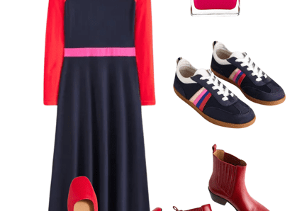 LCM Lifestyle color block dress collage